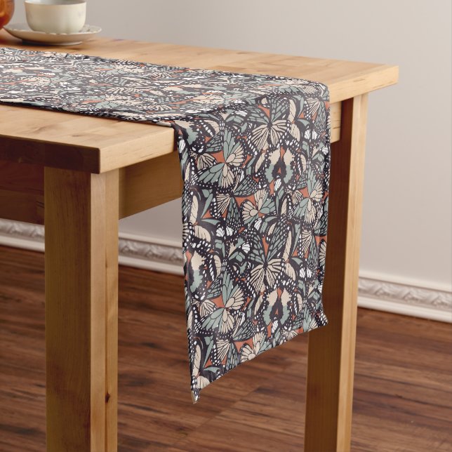 Monarch butterfly animal print long table runner (In Situ)