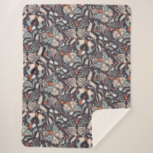 Monarch butterfly animal print sherpa blanket