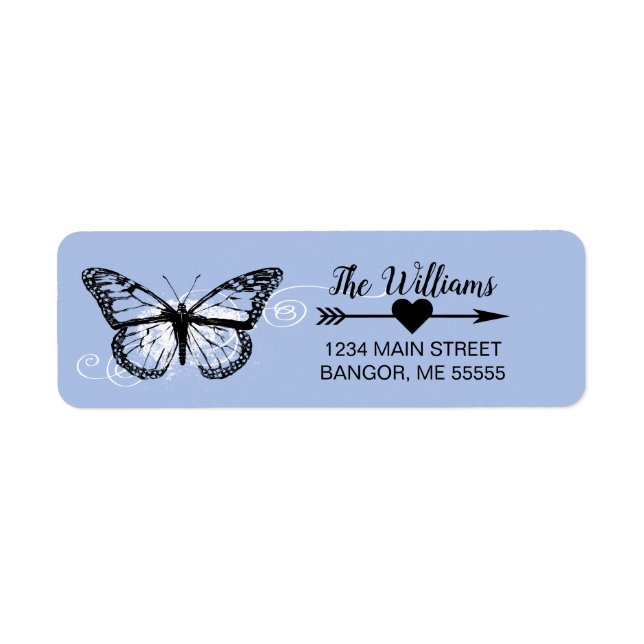 Monarch Butterfly Blue Return Address (Front)