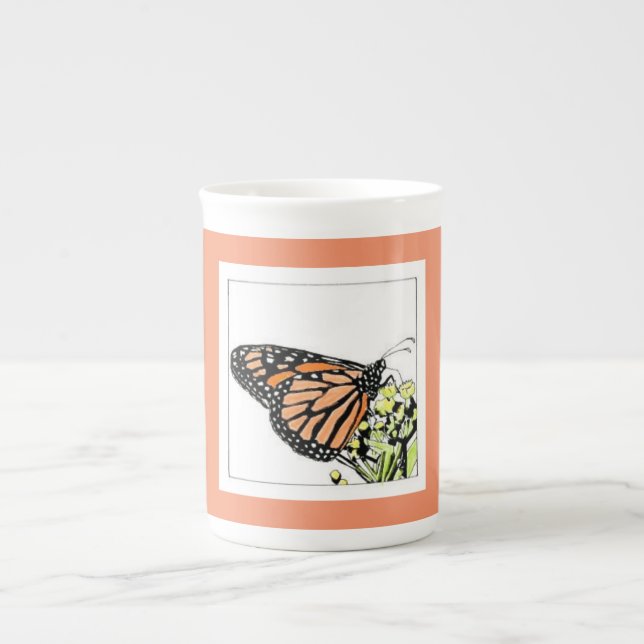 monarch butterfly bone china mug (Front)