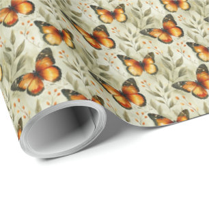Monarch Butterfly Butterflies Botanical Gift Wrap