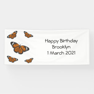 Monarch butterfly cartoon illustration banner