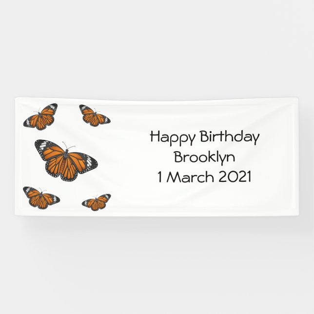 Monarch butterfly cartoon illustration banner (Horizontal)