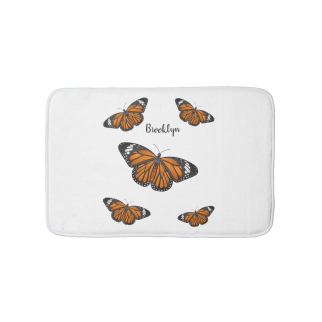 Monarch butterfly cartoon illustration bath mat (Front)