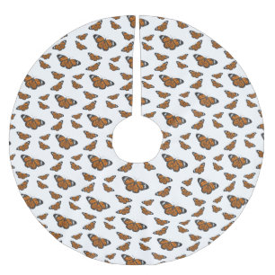 Monarch butterfly cartoon illustration brushed polyester tree skirt