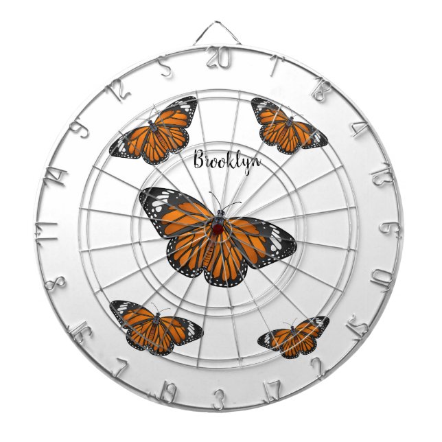 Monarch butterfly cartoon illustration dartboard (Front)