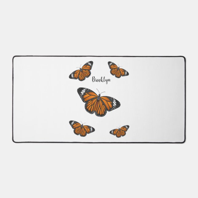 Monarch butterfly cartoon illustration desk mat (Front)