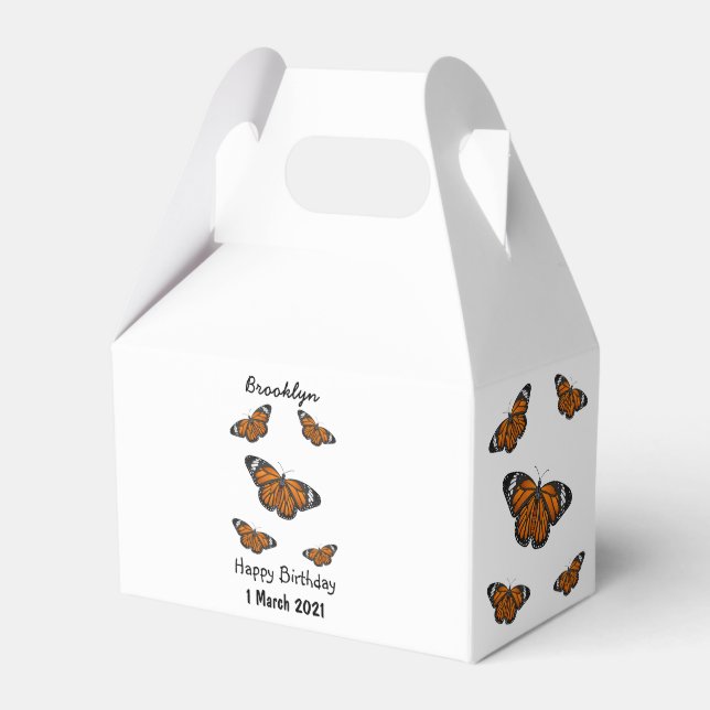 Monarch butterfly cartoon illustration favour box (Front Side)