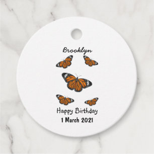 Monarch butterfly cartoon illustration favour tags