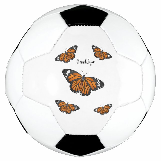 Monarch butterfly cartoon illustration football (Front)