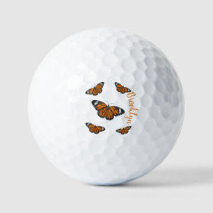 Monarch butterfly cartoon illustration  golf balls