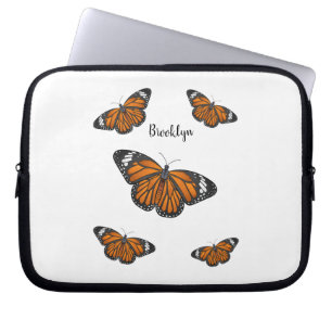 Monarch butterfly cartoon illustration laptop sleeve