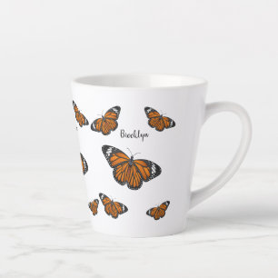 Monarch butterfly cartoon illustration  latte mug