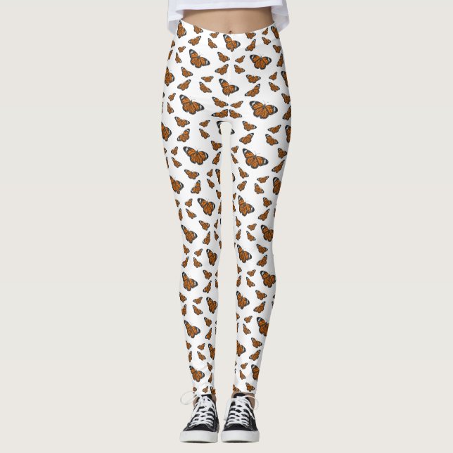 Monarch butterfly cartoon illustration  leggings (Front)