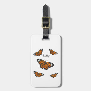Monarch butterfly cartoon illustration luggage tag