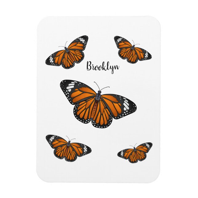 Monarch butterfly cartoon illustration  magnet (Vertical)