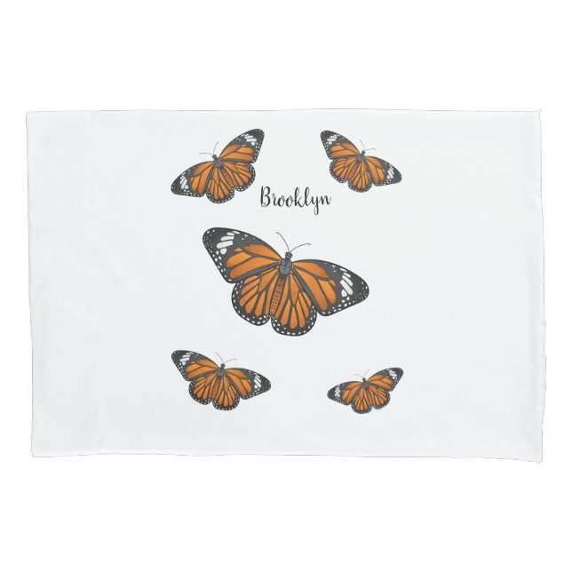 Monarch butterfly cartoon illustration  pillowcase (Front)