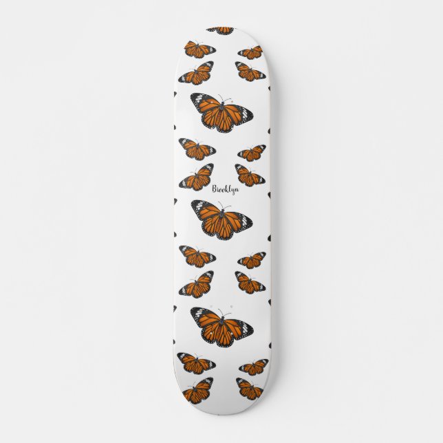 Monarch butterfly cartoon illustration  skateboard (Front)