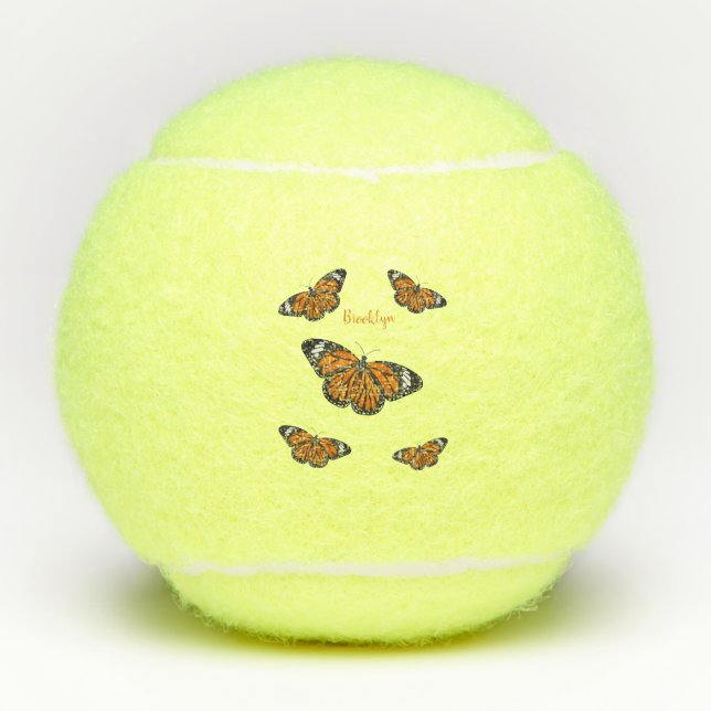 Monarch butterfly cartoon illustration  tennis balls (Front)