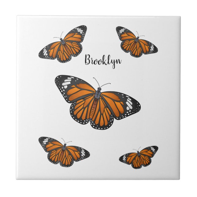 Monarch butterfly cartoon illustration  tile (Front)