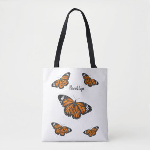 Monarch butterfly cartoon illustration tote bag