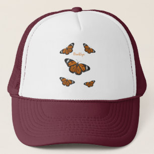 Monarch butterfly cartoon illustration trucker hat