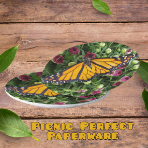 Monarch Butterfly Colourful Floral Paper Plate