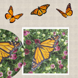 Monarch Butterfly Colourful Garden Floral Napkin