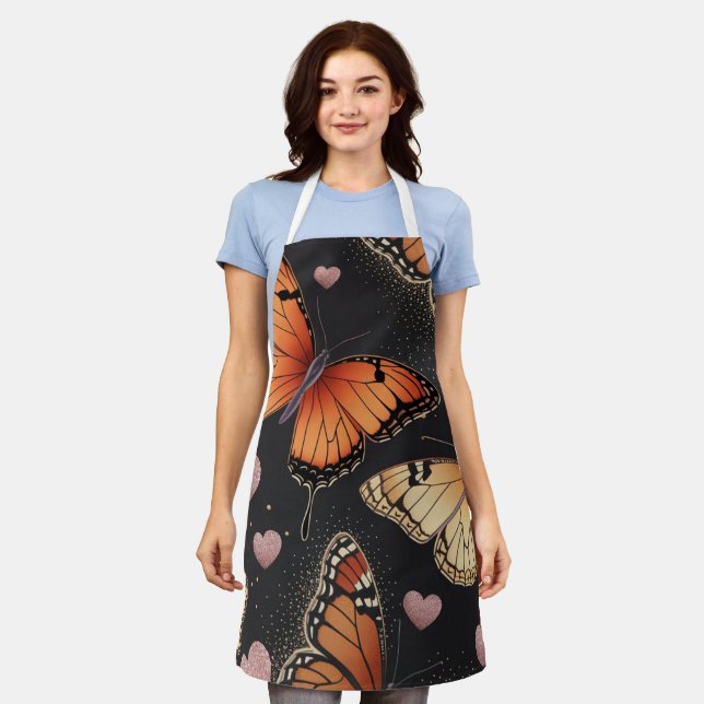 Monarch Butterfly Design All-Over Print Apron  (Worn)
