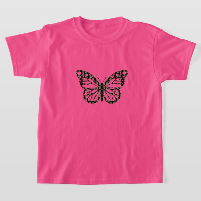 Monarch Butterfly Design - Girls' Basic T-Shirt (Laydown)