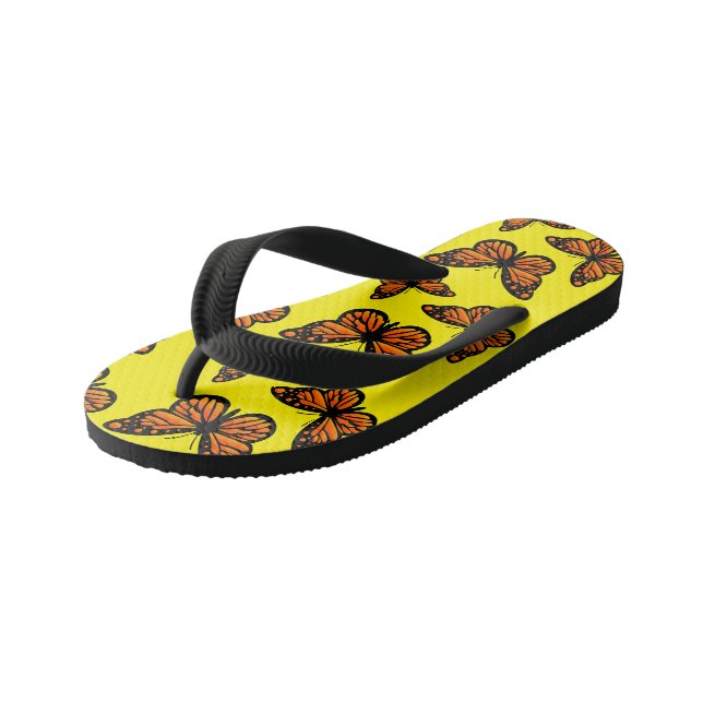 Monarch Butterfly Design - Kids Flip Flops (Angled)