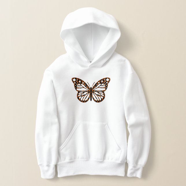 Monarch Butterfly Design - Kids' Pullover Hoodie (Laydown)