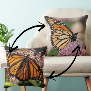Monarch Butterfly Double-Sided Nature Photography Cushion
