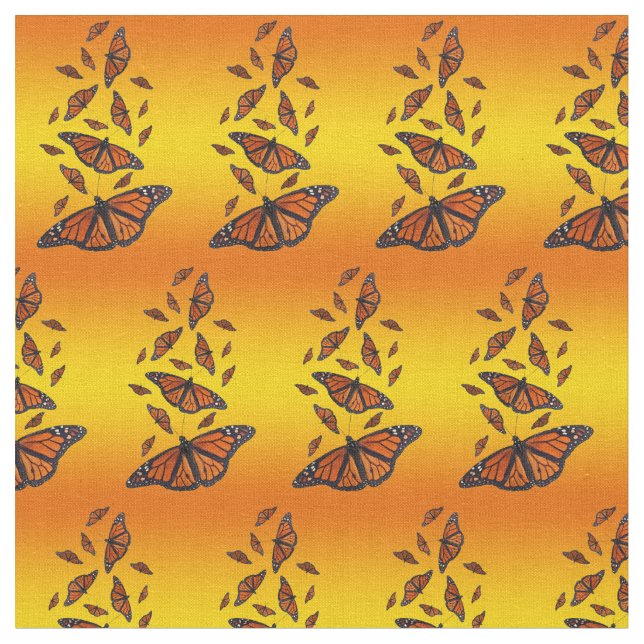 Monarch Butterfly Fabric (Sunburst) (Close Up)