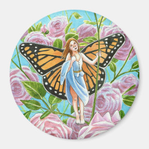 Monarch Butterfly Fairy amongst the Roses Magnet