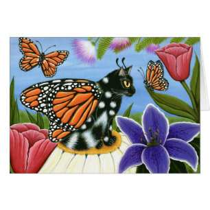 Monarch Butterfly Fairy Cat Fantasy Art Card