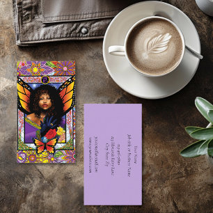 Monarch Butterfly Fairy Purple Floral Business Card
