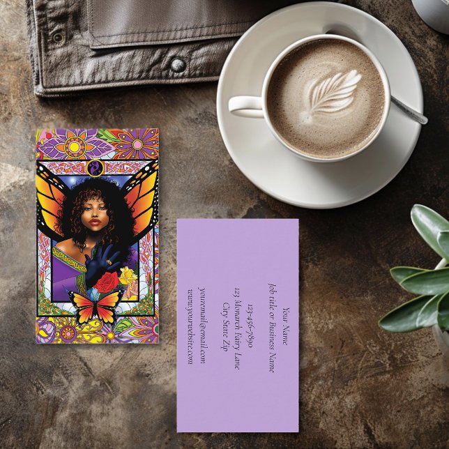 Monarch Butterfly Fairy Purple Floral Business Card (Creator Uploaded)