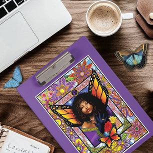 Monarch Butterfly Fairy Purple Floral Clipboard