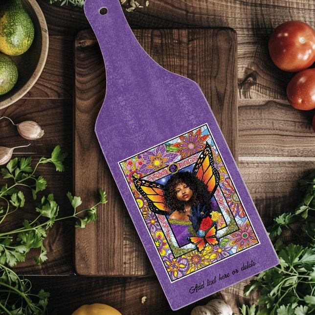 Monarch Butterfly Fairy Purple Floral Cutting Board (Creator Uploaded)