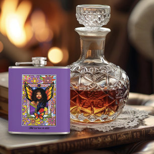 Monarch Butterfly Fairy Purple Floral Hip Flask