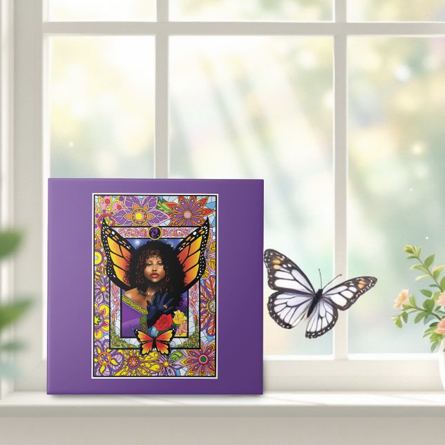 Monarch Butterfly Fairy Purple Floral Tile (Creator Uploaded)