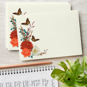 Monarch Butterfly Fall Wedding Ivory Envelope
