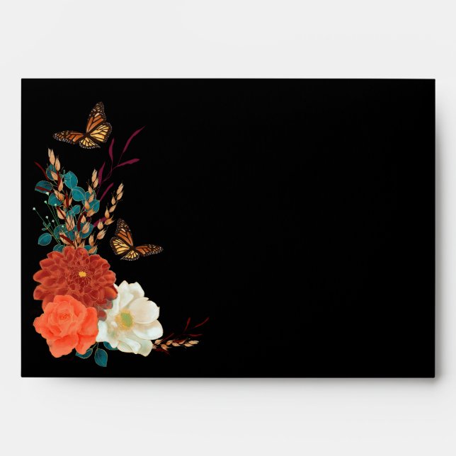  Monarch Butterfly Fall Wedding Ivory  Envelope (Front)