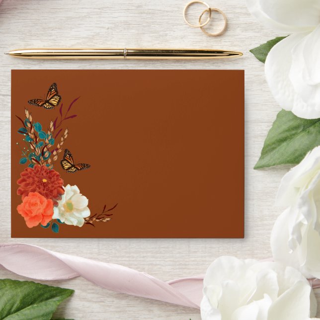  Monarch Butterfly Fall Wedding Terra cotta Envelope (Wedding)