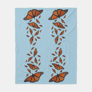 Monarch Butterfly Fleece Blanket (Light Blue)