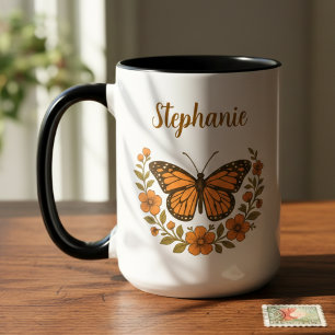 Monarch Butterfly Floral Mug