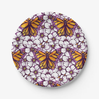 Monarch Butterfly Floral Paper Plate