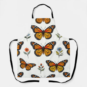 Monarch Butterfly Floral Pattern Apron