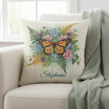 Monarch Butterfly Floral Watercolor Garden